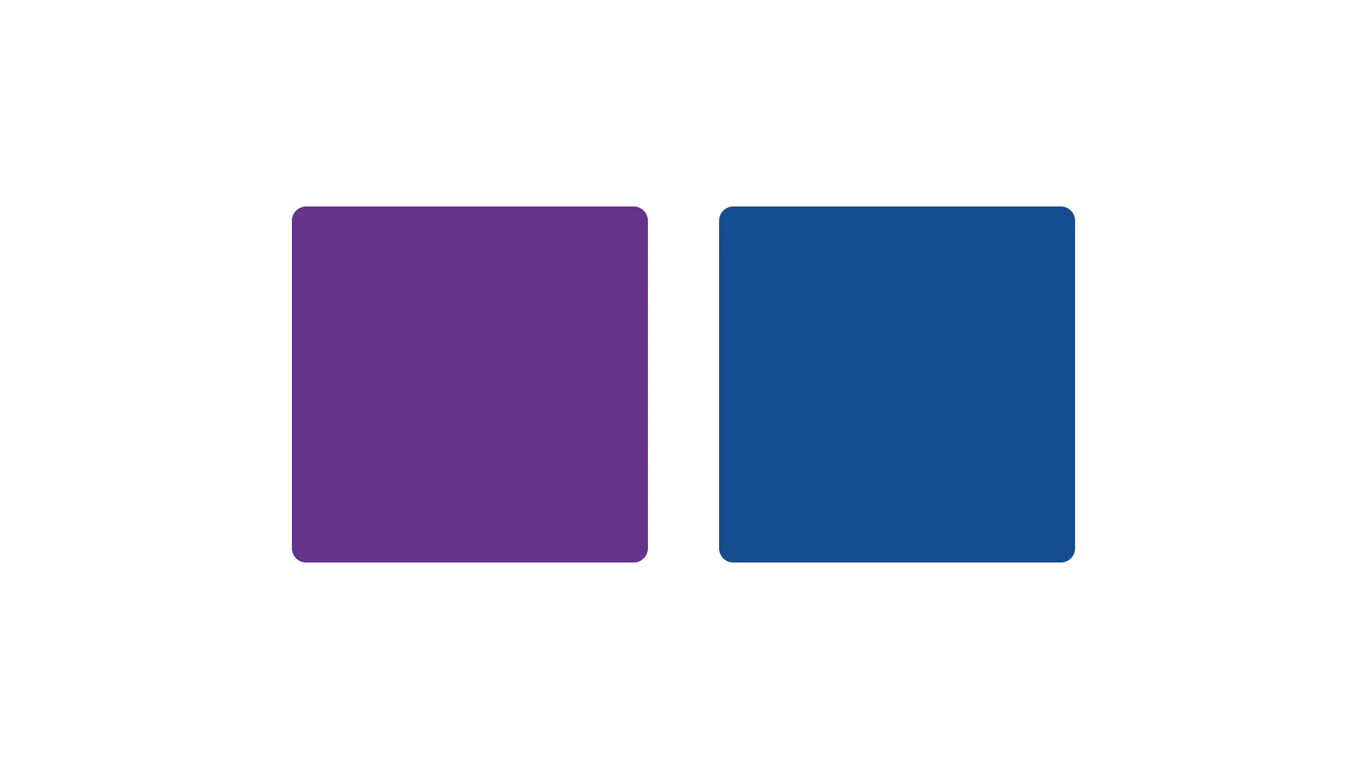 Two rounded squares side by side, one purple on the left and one blue on the right, on a white background.